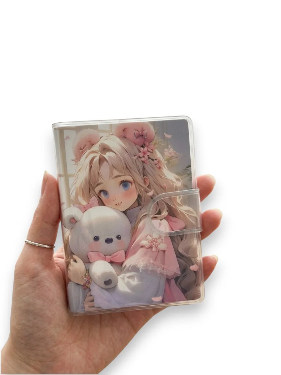 Kawai Kore Kız Ayıcıklı A7 Not Defteri , Çıt Çıtlı Cep Defteri - 