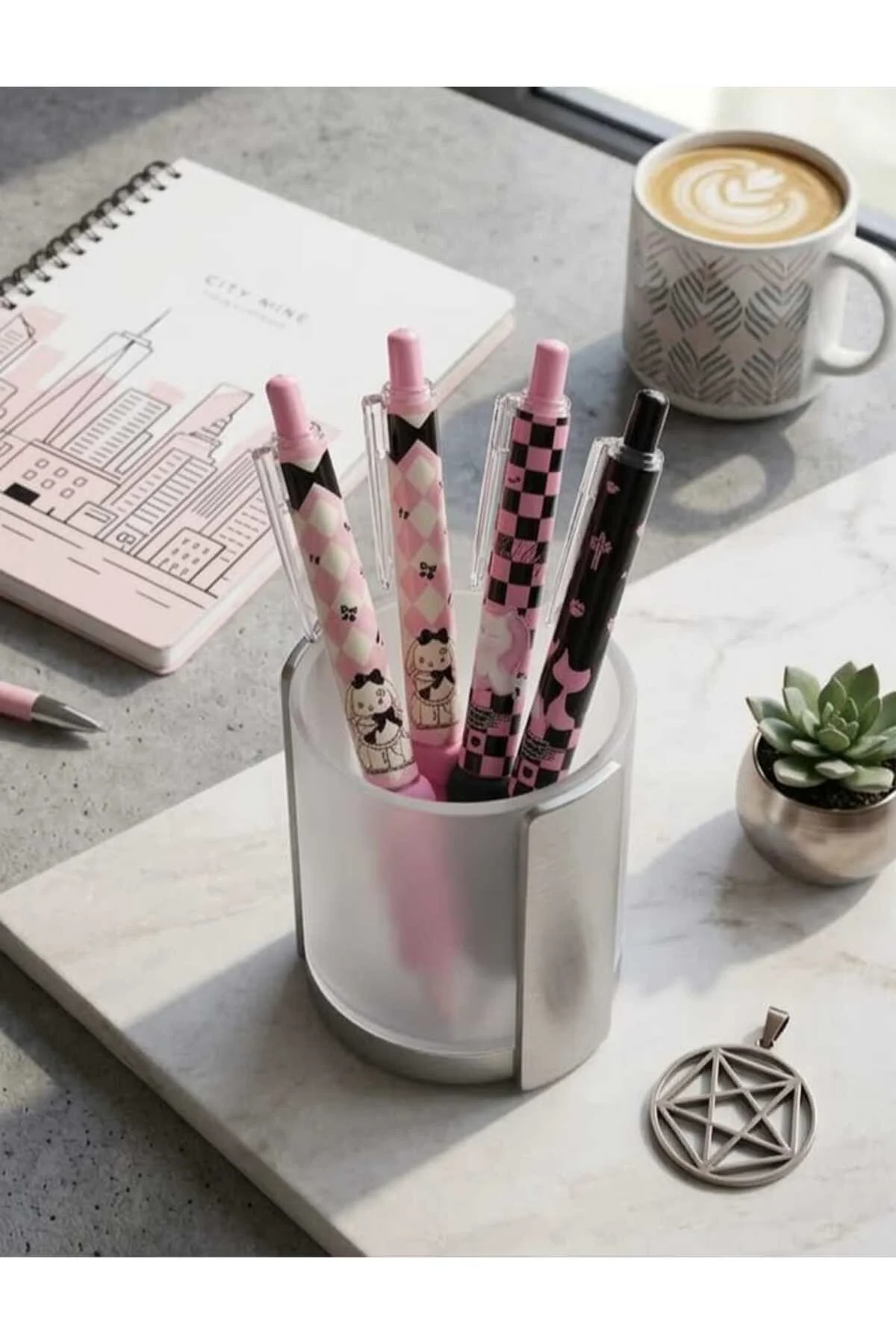 Kawaii 6'lı Hızlı Kuruyan Jel Kalem Seti (siyah yazar)