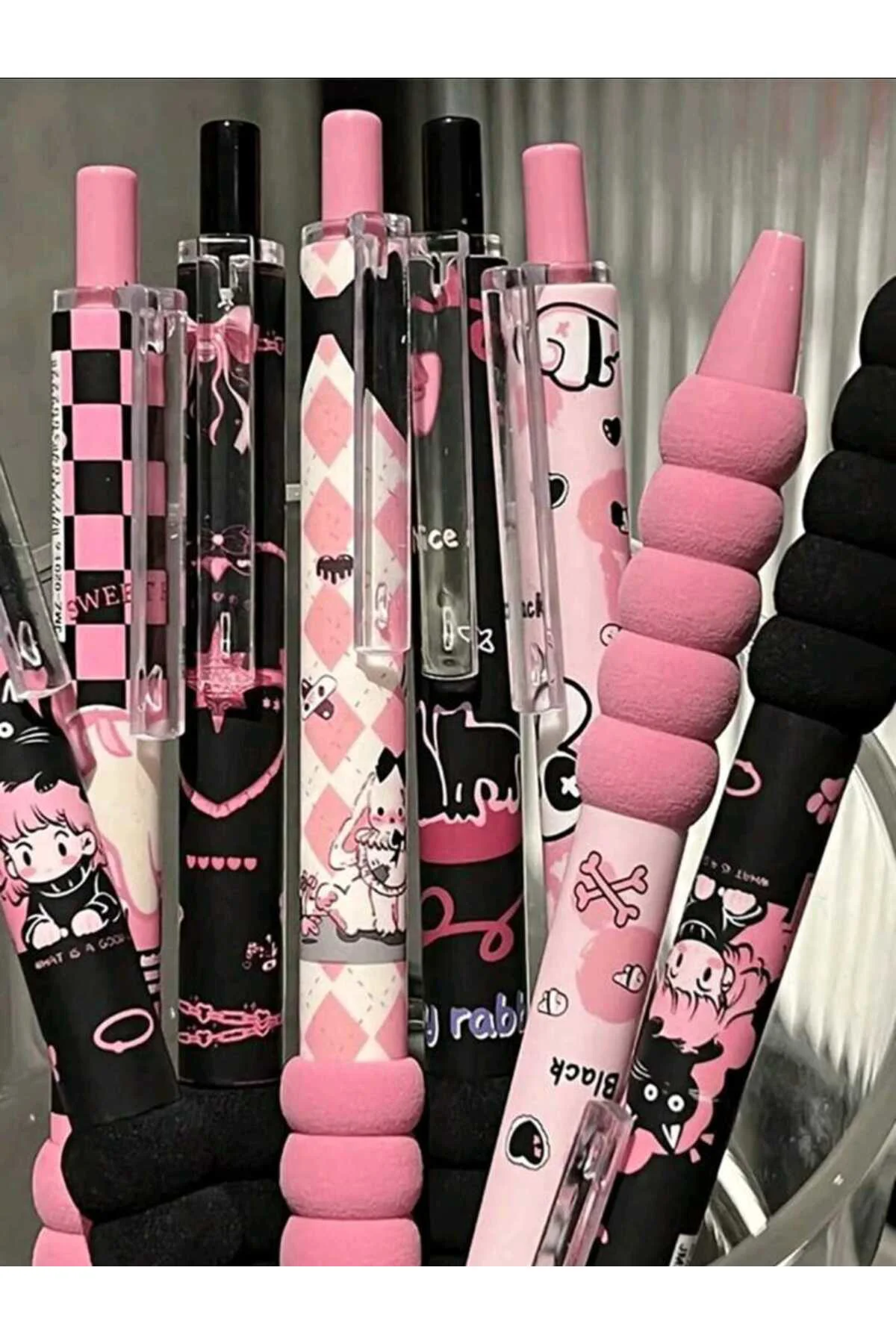Kawaii 6'lı Hızlı Kuruyan Jel Kalem Seti (siyah yazar)