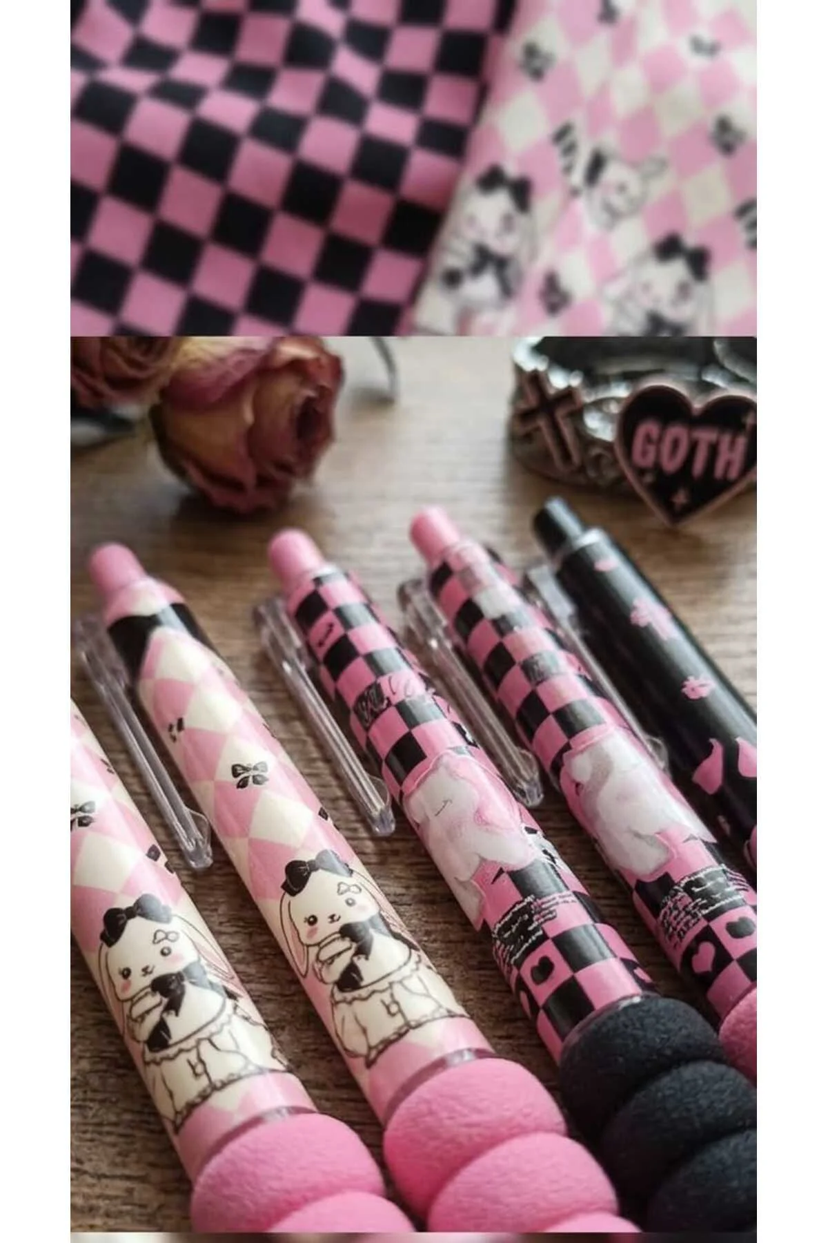 Kawaii 6'lı Hızlı Kuruyan Jel Kalem Seti (siyah yazar)