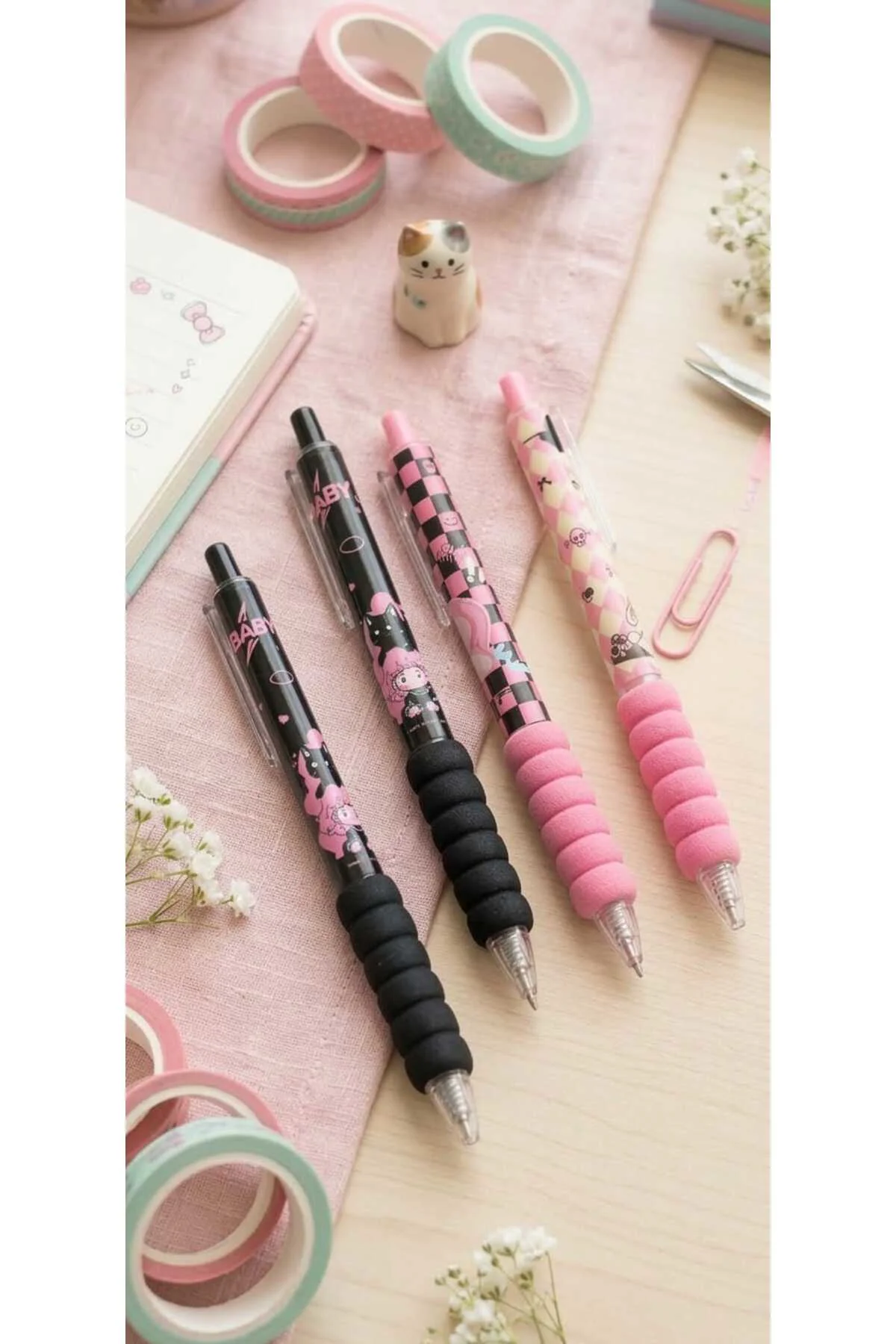 Kawaii 6'lı Hızlı Kuruyan Jel Kalem Seti (siyah yazar)