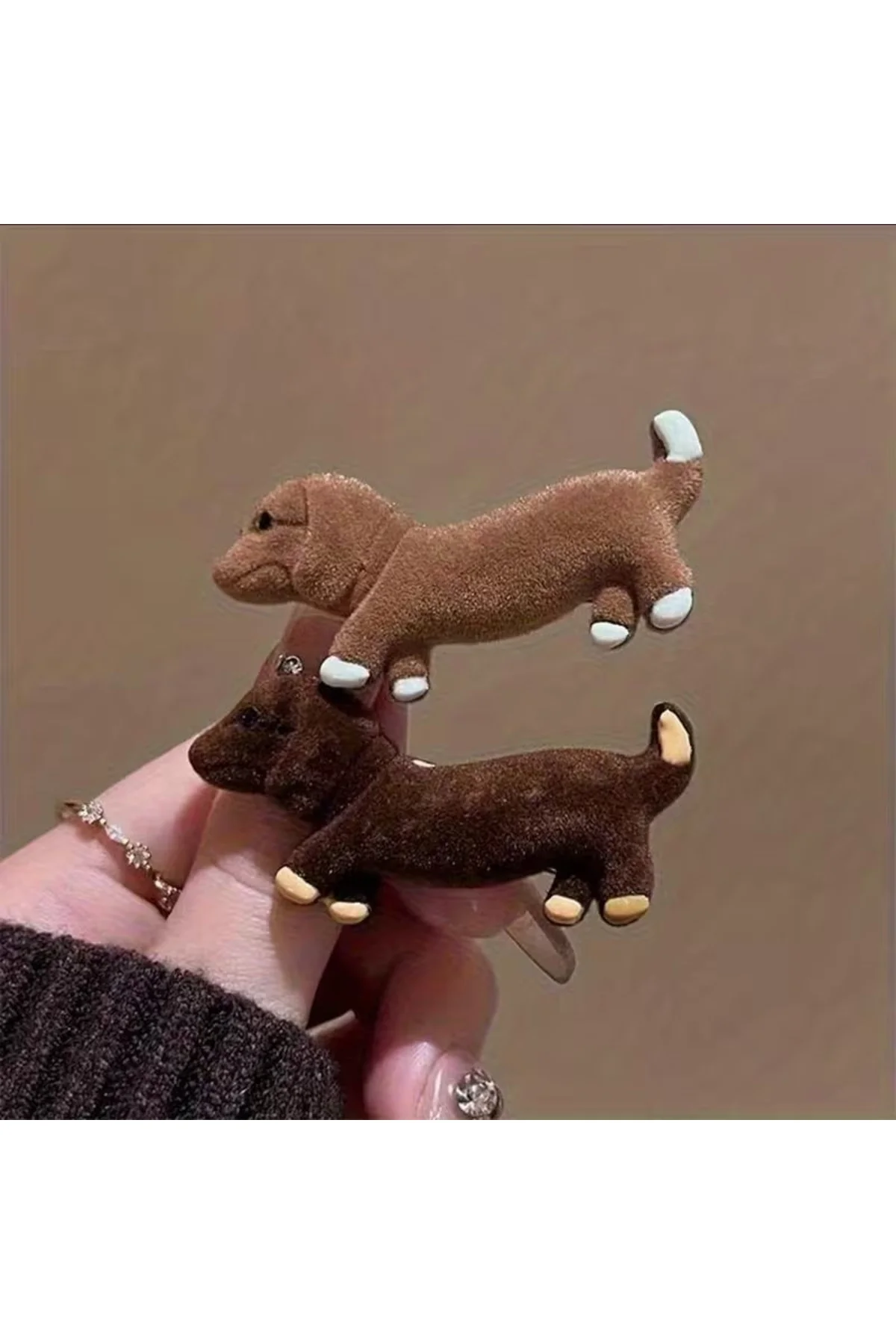 Kawaii Tarzı Dachshund Köpek Figürlü, Yumuşak Peluş Dokulu İkili Yan Maşa Toka Kawaii Tarzı Dachshund Köpek Figürlü, Yumuşak Peluş Dokulu İkili Yan Maşa Toka - Görsel 6