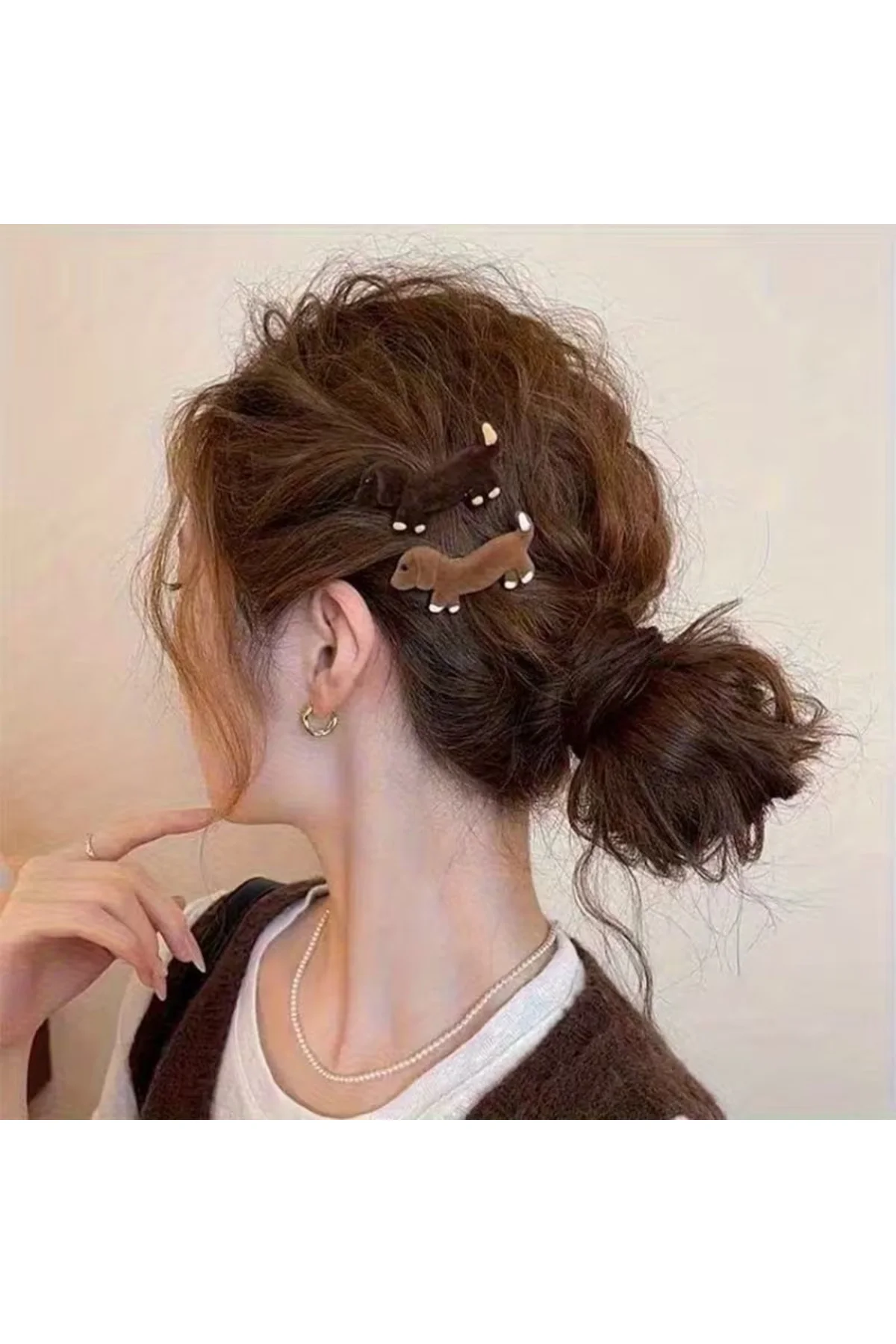 Kawaii Tarzı Dachshund Köpek Figürlü, Yumuşak Peluş Dokulu İkili Yan Maşa Toka Kawaii Tarzı Dachshund Köpek Figürlü, Yumuşak Peluş Dokulu İkili Yan Maşa Toka - Görsel 2