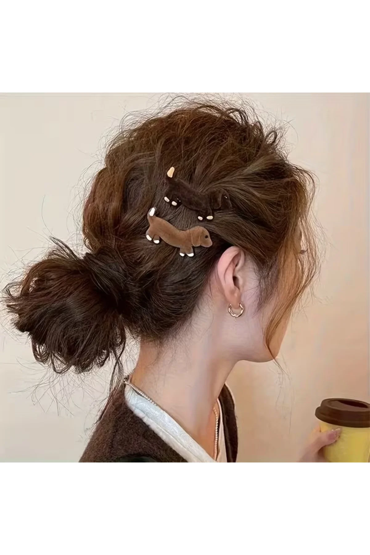 Kawaii Tarzı Dachshund Köpek Figürlü, Yumuşak Peluş Dokulu İkili Yan Maşa Toka Kawaii Tarzı Dachshund Köpek Figürlü, Yumuşak Peluş Dokulu İkili Yan Maşa Toka - Görsel 3