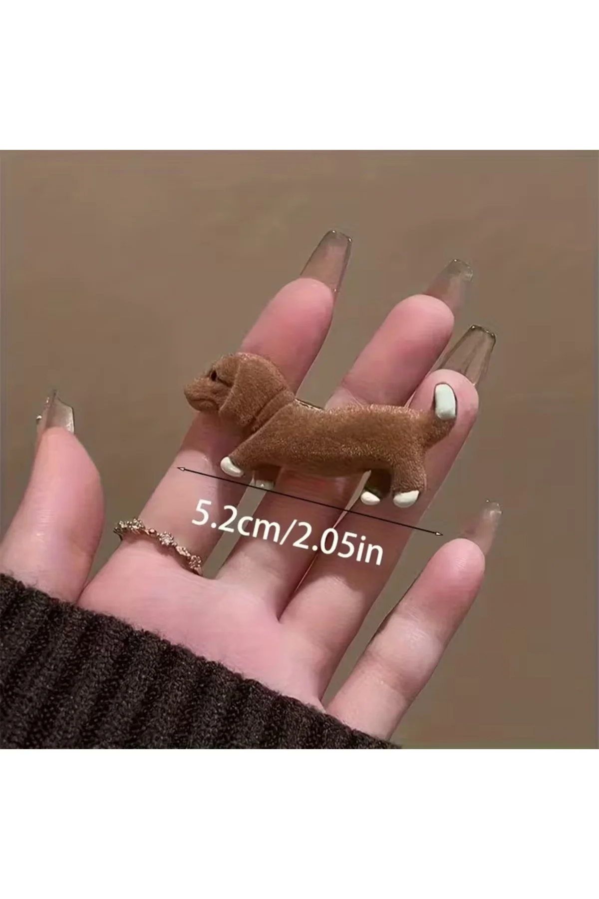 Kawaii Tarzı Dachshund Köpek Figürlü, Yumuşak Peluş Dokulu İkili Yan Maşa Toka Kawaii Tarzı Dachshund Köpek Figürlü, Yumuşak Peluş Dokulu İkili Yan Maşa Toka - Görsel 4