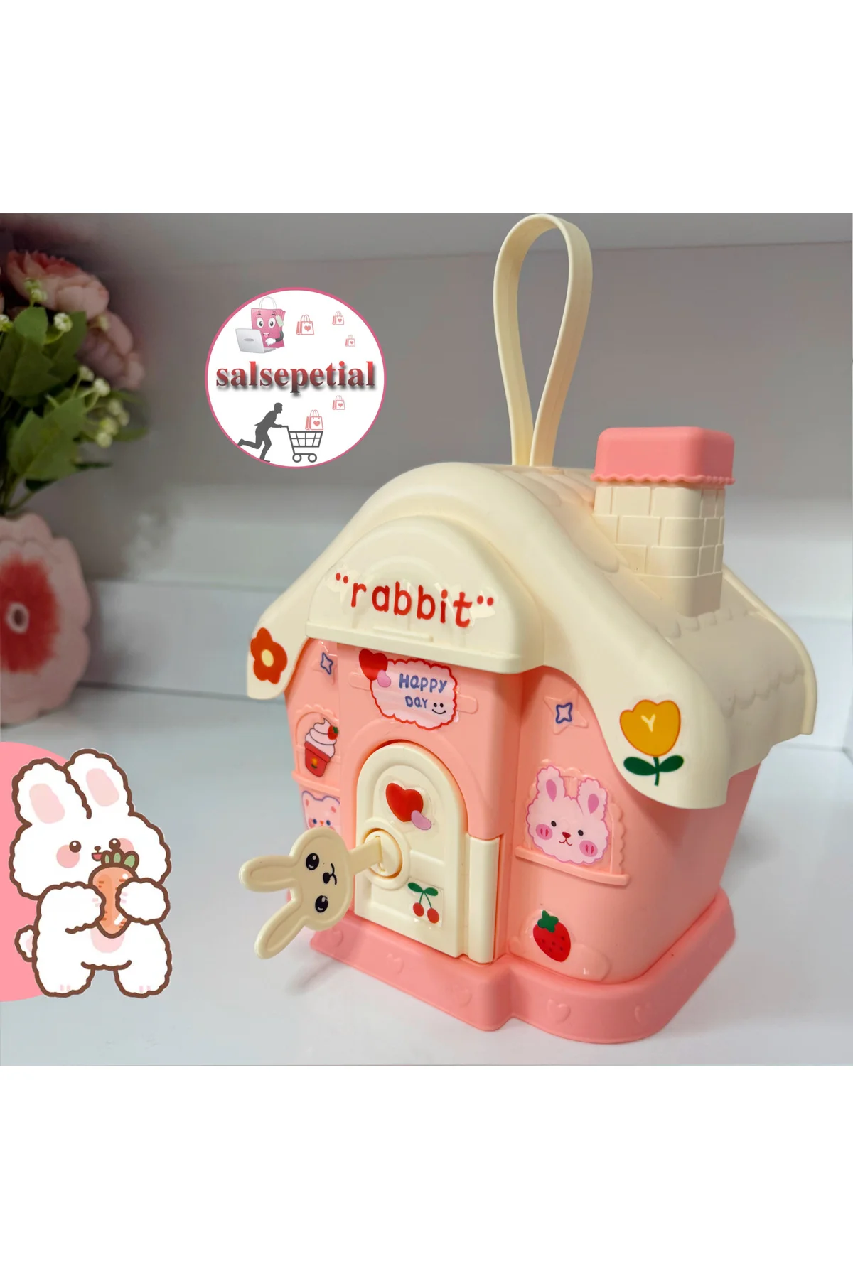 Kawaii Tavşan Ev Kumbara Kilitli Ev Kumbara Para Kawaii Tavşan Ev