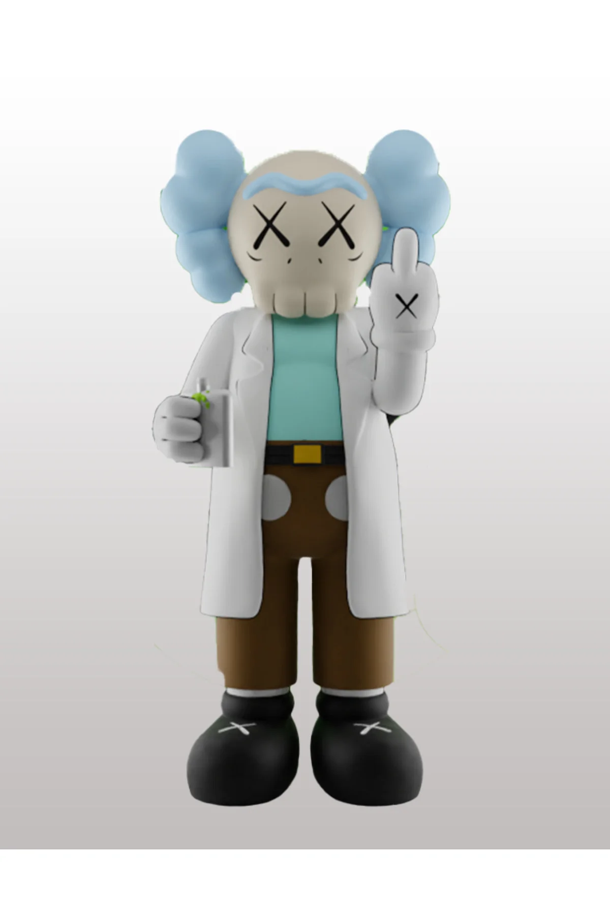 Kaws Rick and Morty Boyalı Figür Kaws Rick Orta Parmak Figür Büyük Boy 20CM