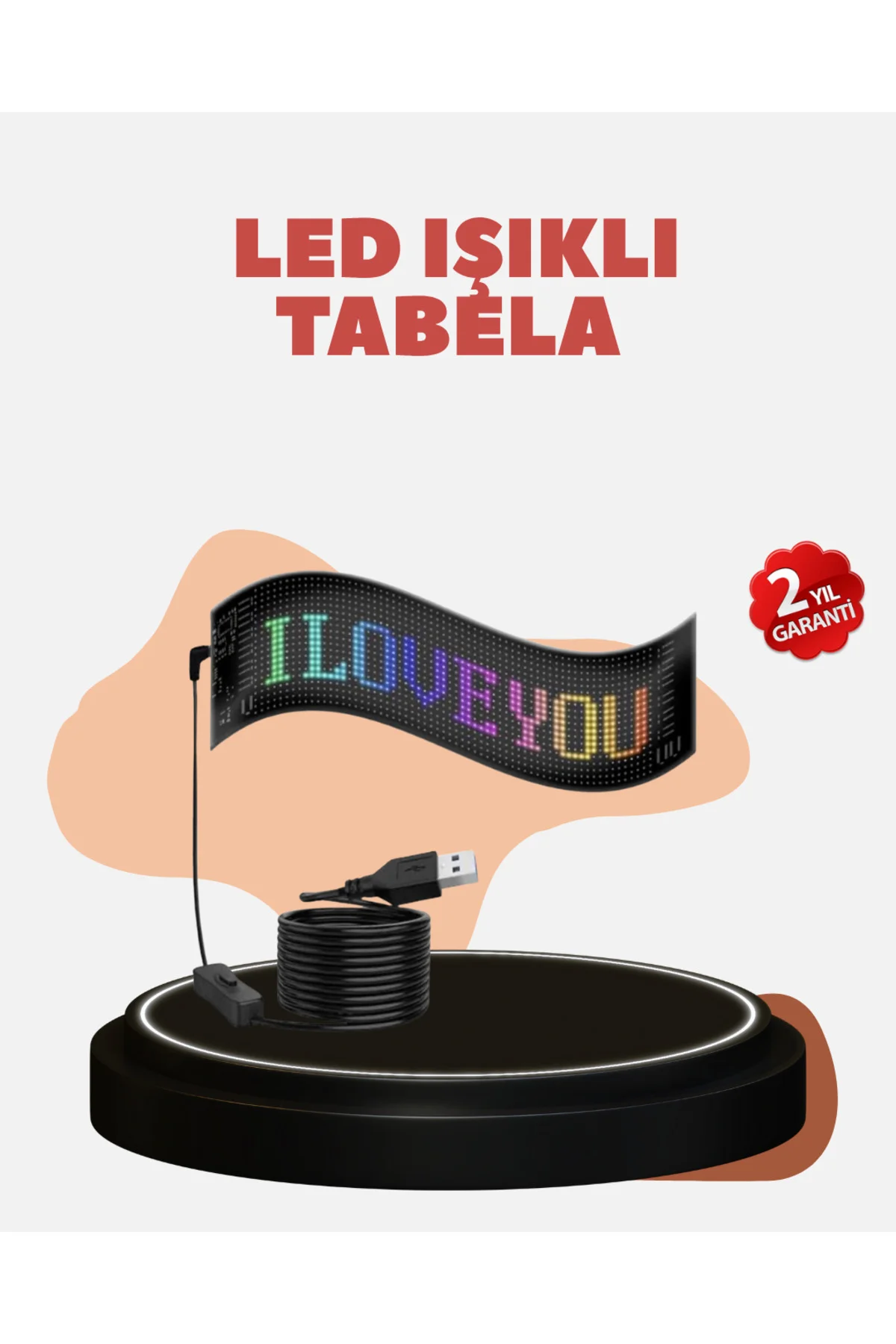 Kayan Yazı Destekli RGB LED Reklam Paneli USB ile Kolay Kurulumlu