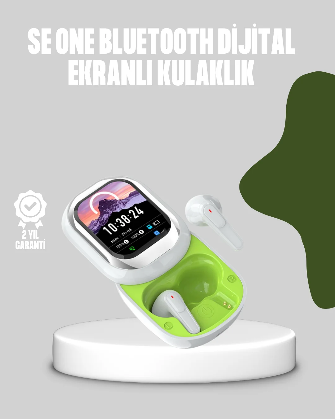 Kayar Kapak Tasarımlı Dokunmatik Ekranlı Kablosuz Bluetooth Kulak