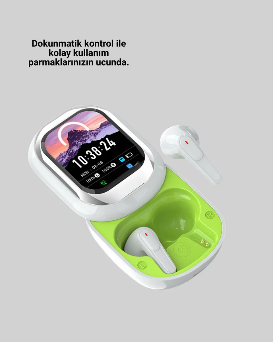 Kayar Kapaklı Şarj Kutusu Ve Dokunmatik Ekranlı Bluetooth Stereo Kulaklık