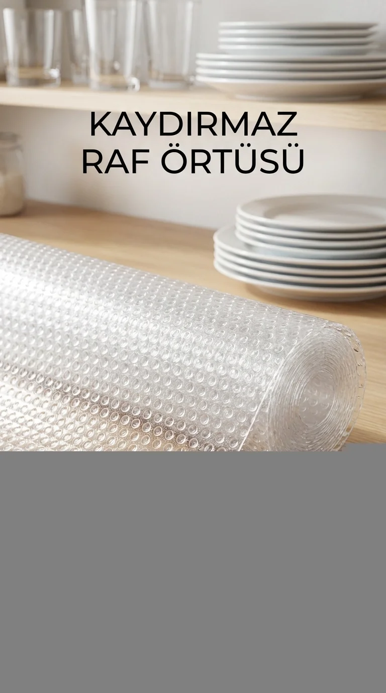 Kaydırmaz Şeffaf Pvc Raflık Çekmece Örtüsü 45x300 cm Dolap İçi Ko
