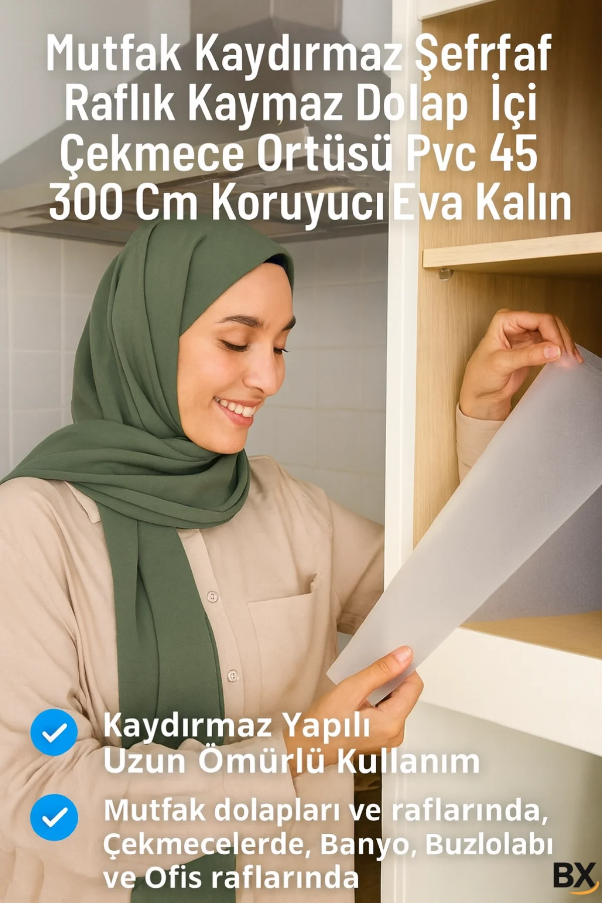 Kaydırmaz Şeffaf Raflık Örtüsü 45x300 Cm Dolap İçi, Çekmece ve Bu