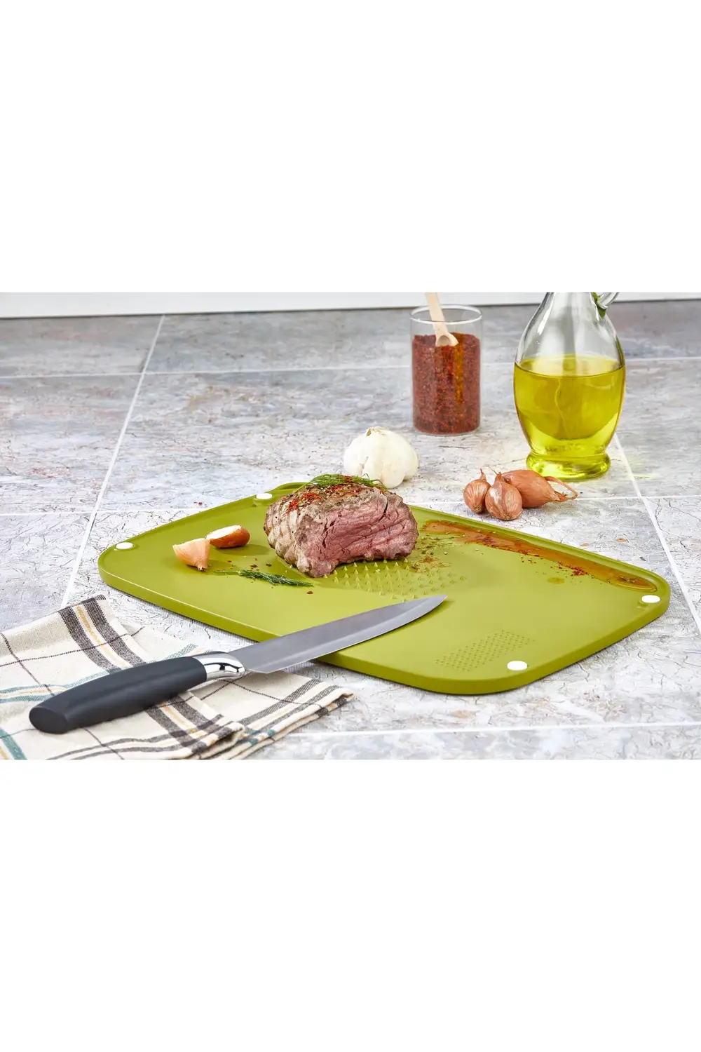 Kaydırmaz Tabanlı Çok Amaçlı Asılabilir Kesme Tahtası Tırtıklı Ke