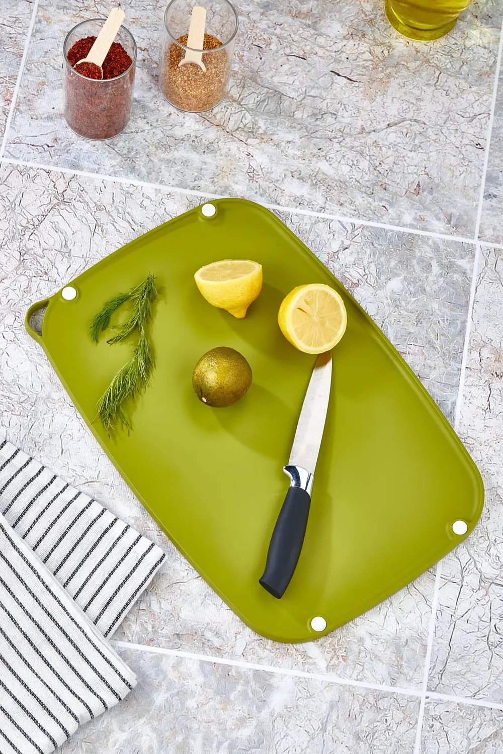 Kaydırmaz Tabanlı Çok Amaçlı Asılabilir Kesme Tahtası Tırtıklı Ke