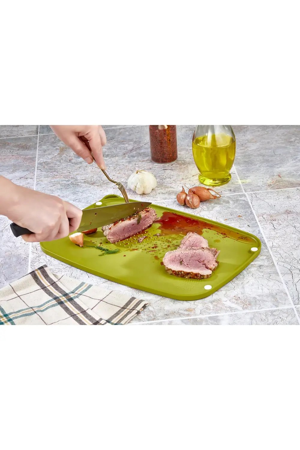 Kaydırmaz Tabanlı Çok Amaçlı Asılabilir Kesme Tahtası Tırtıklı Ke