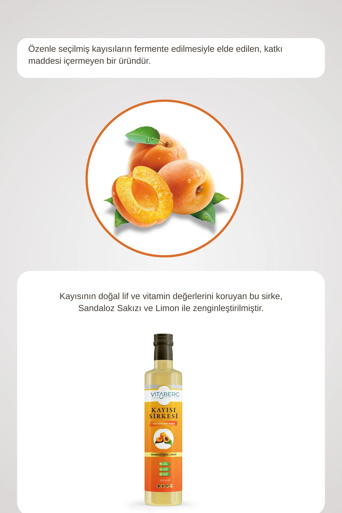 Kayısı Sirkesi | Sandaloz Sakızı ve Limon İçeren Sirke Karışım 25