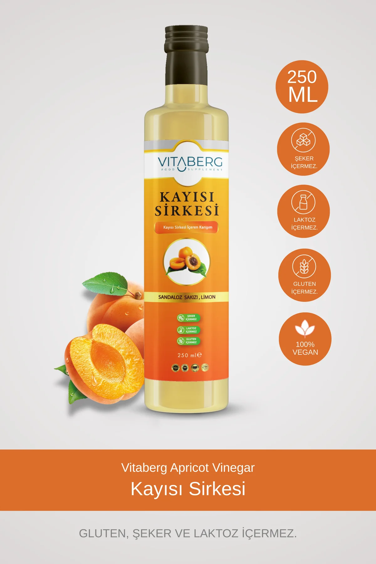 Kayısı Sirkesi | Sandaloz Sakızı ve Limon İçeren Sirke Karışım 25