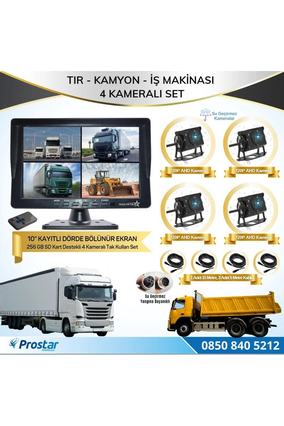 Kayıtlı 10" Dört Kameralı 256 Gb Sd Destekli Ahd Tır Kamyon Ve Iş