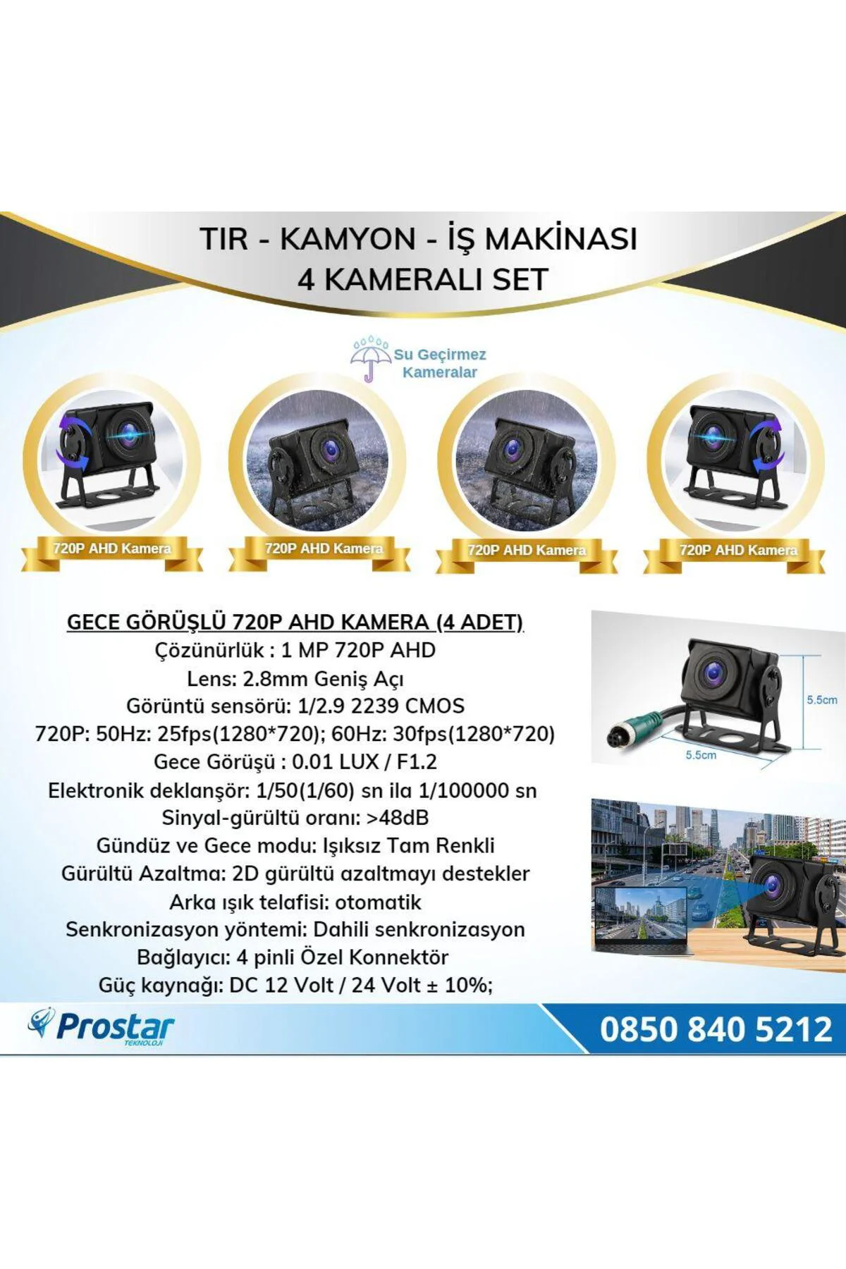 Kayıtlı 10" Dört Kameralı 256 Gb Sd Destekli Ahd Tır Kamyon Ve Iş