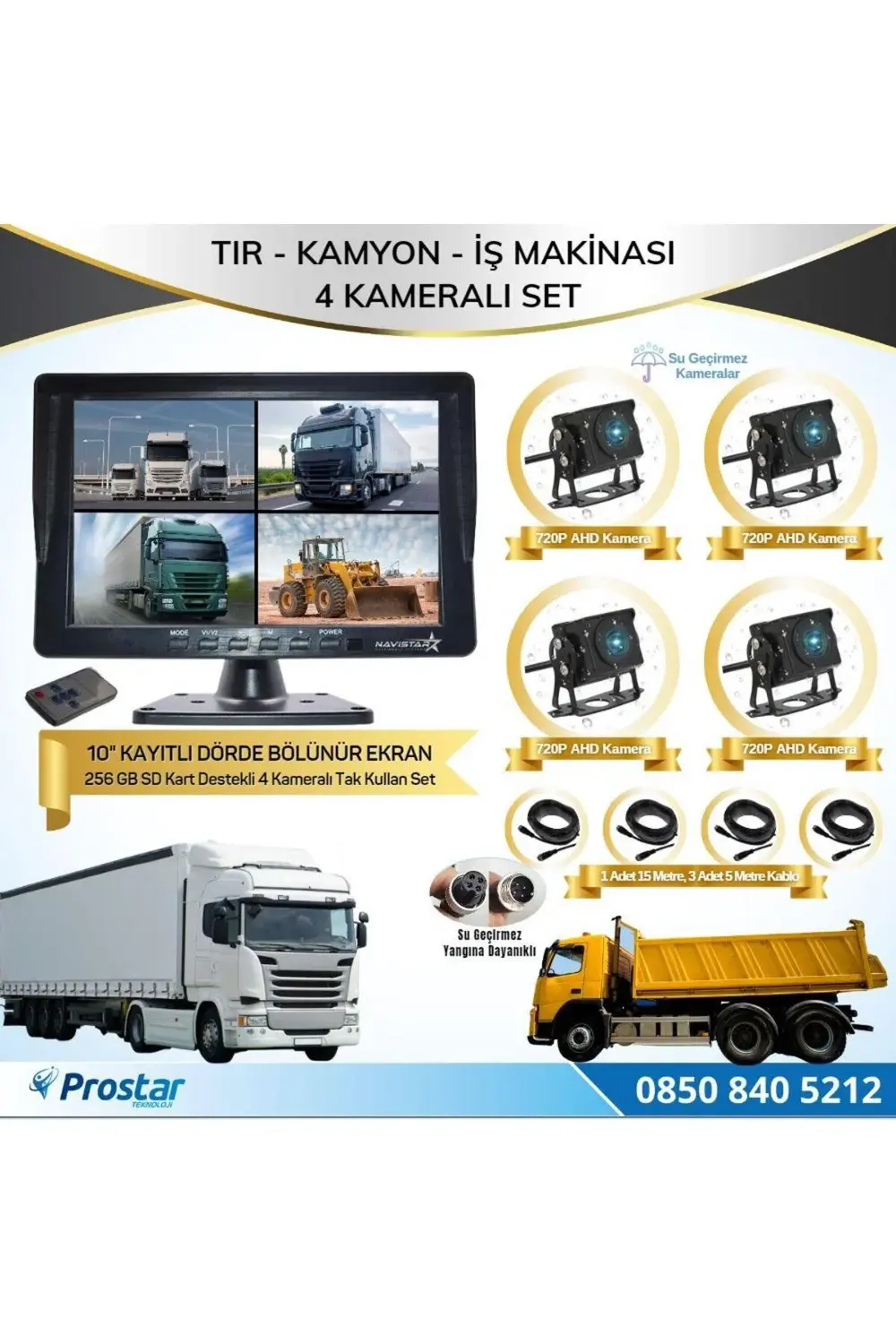Kayıtlı 10" Dört Kameralı 256 Gb Sd Destekli Ahd Tır Kamyon Ve Iş