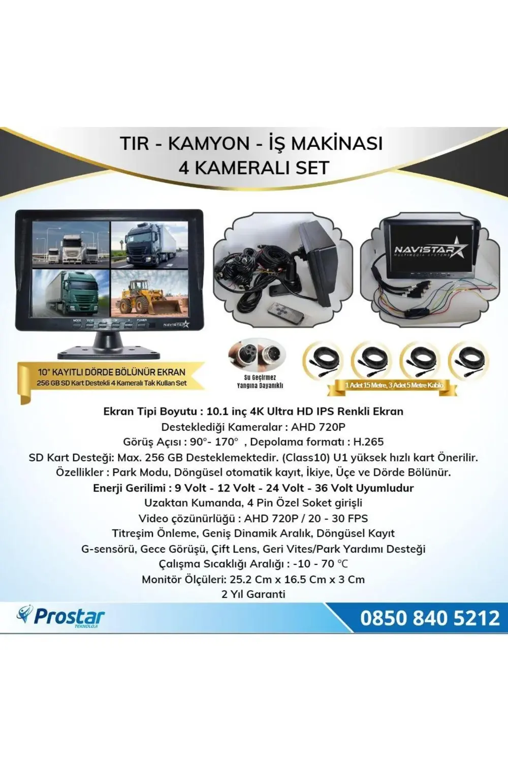 Kayıtlı 10" Dört Kameralı 256 Gb Sd Destekli Ahd Tır Kamyon Ve Iş
