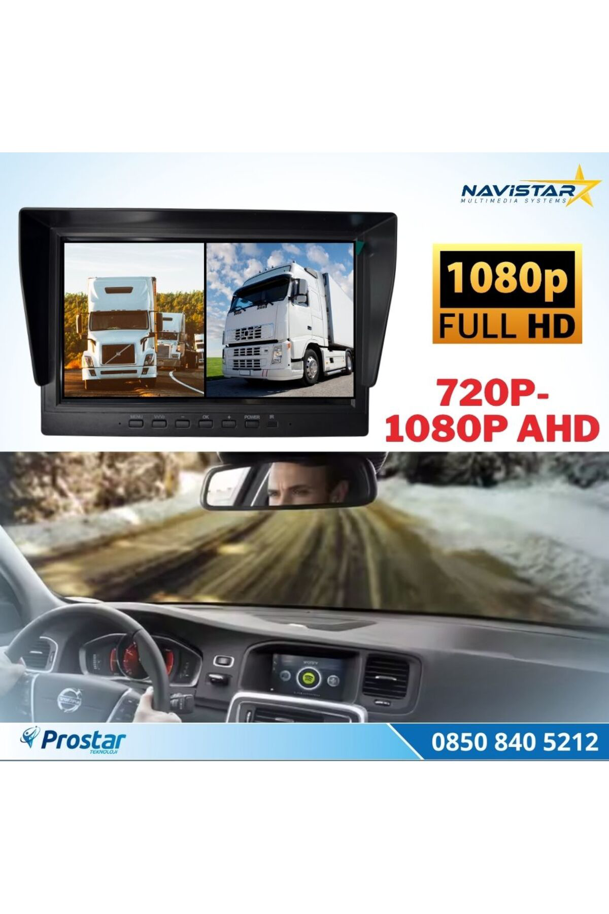 Navistar Kayıtlı 7 İnç İkiye Bölen 2 Kanal Split Ahd 1080P/720P Destekli 4