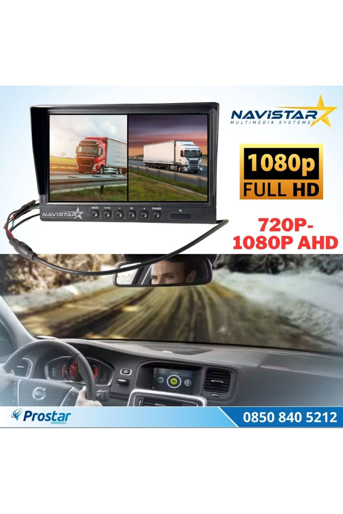 Navistar Kayıtlı 9 İnç İkiye Bölen 2 Kanal Split Ahd 1080P/720P Destekli 4