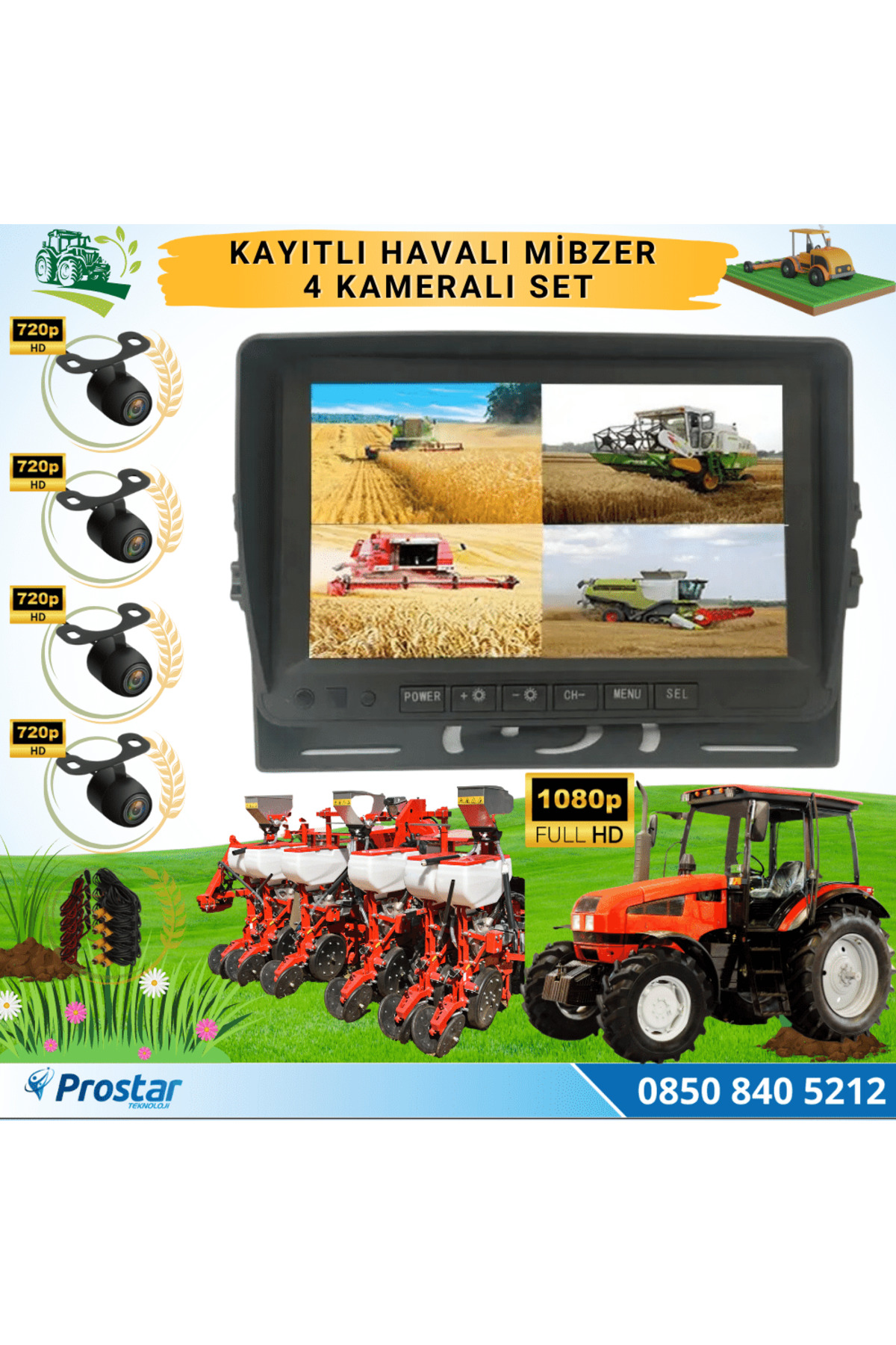 Navistar Kayıtlı Ahd Mibzer Havalı Tohum Makinesi 4 Kameralı 7 İnç Monitör