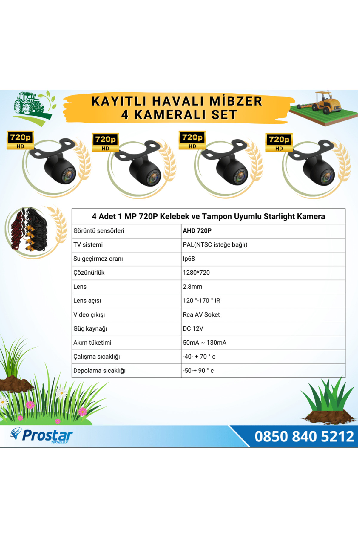 Navistar Kayıtlı Ahd Mibzer Havalı Tohum Makinesi 4 Kameralı 7 İnç Monitör