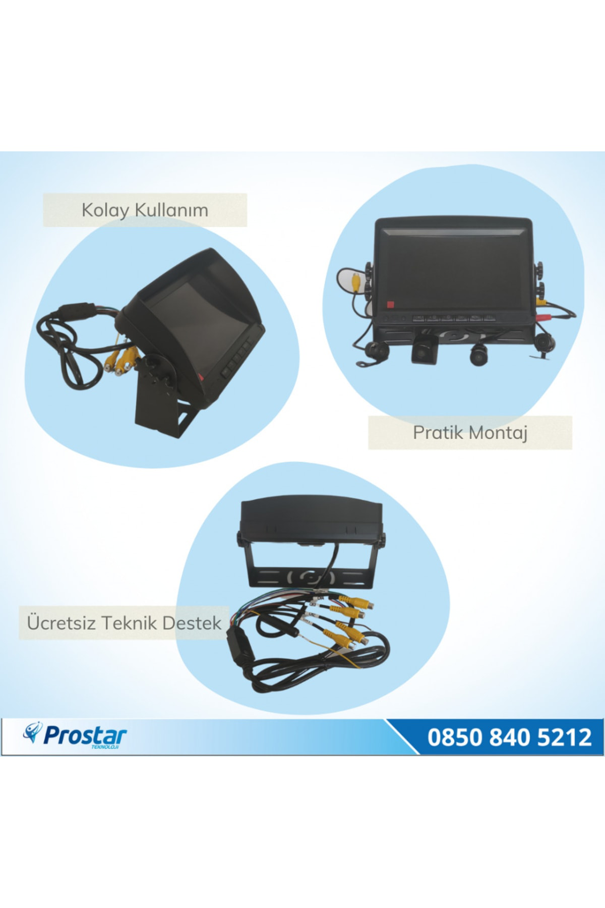 Kayıtlı Okul Ve Servis Taşıtları 4 Lü Kamera 7 Inç Monitör Full S