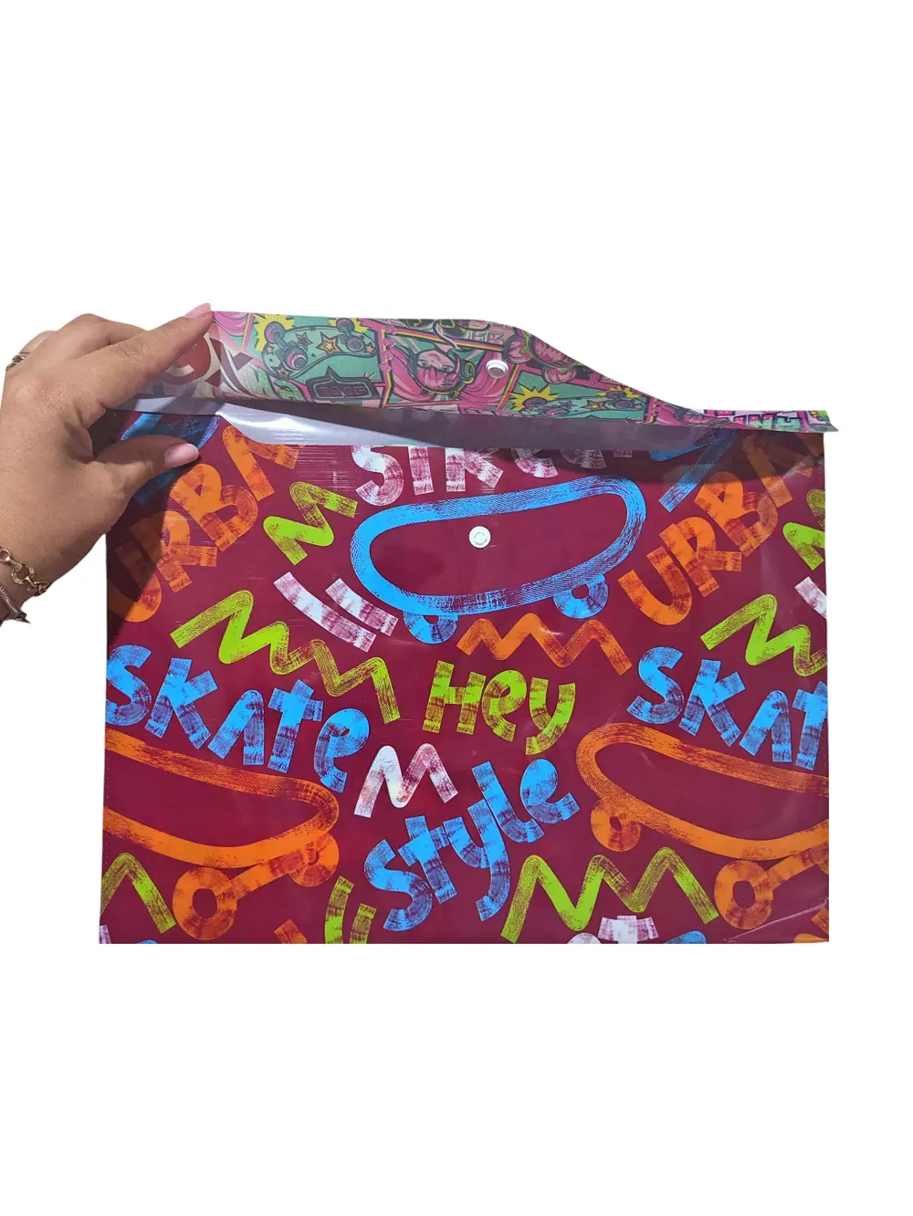 Kaykay Paten Desenli Çıt Çıtlı Zarf Dosya - 1 Adet