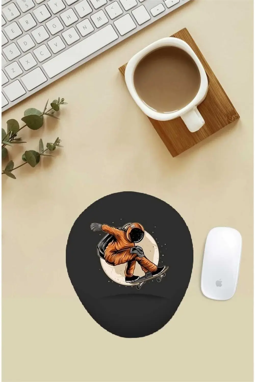 Kaykaycı Astronot Desenli Bilek Destekli Mouse Pad
