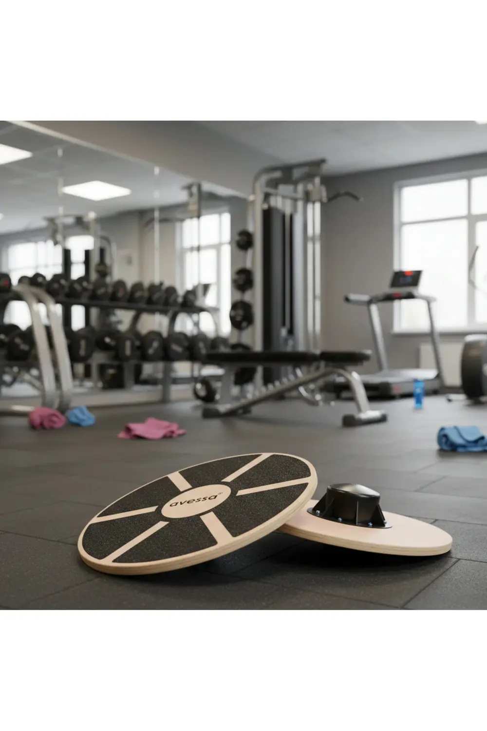 Kaymaz Bantlı Yuvarlak Denge Tahtası-Ahşap- 360 Derece Dönebilen