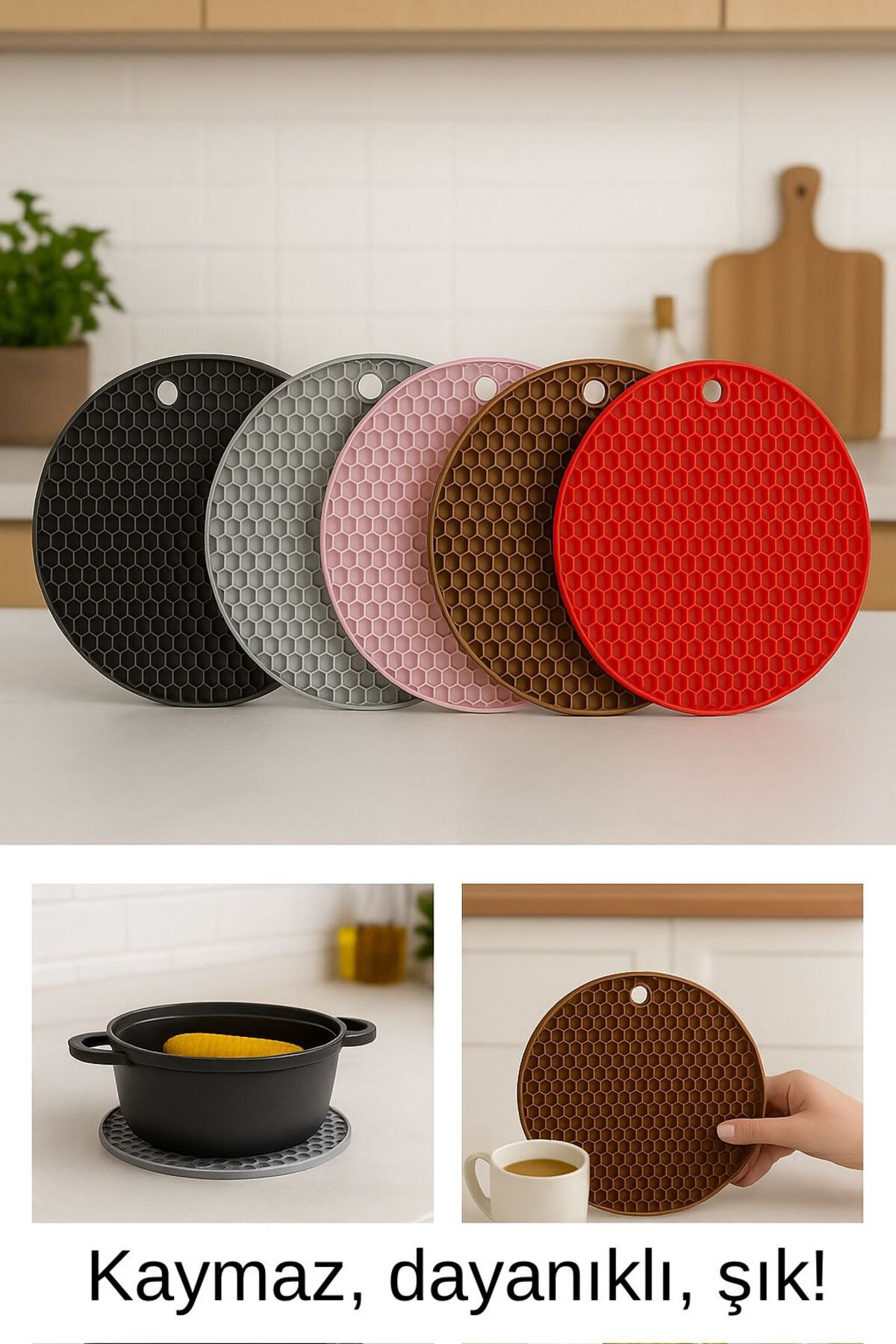 Kaymaz Silikon Nihale Tencere Altlığı – Isıya Dayanıklı Tekli Sil