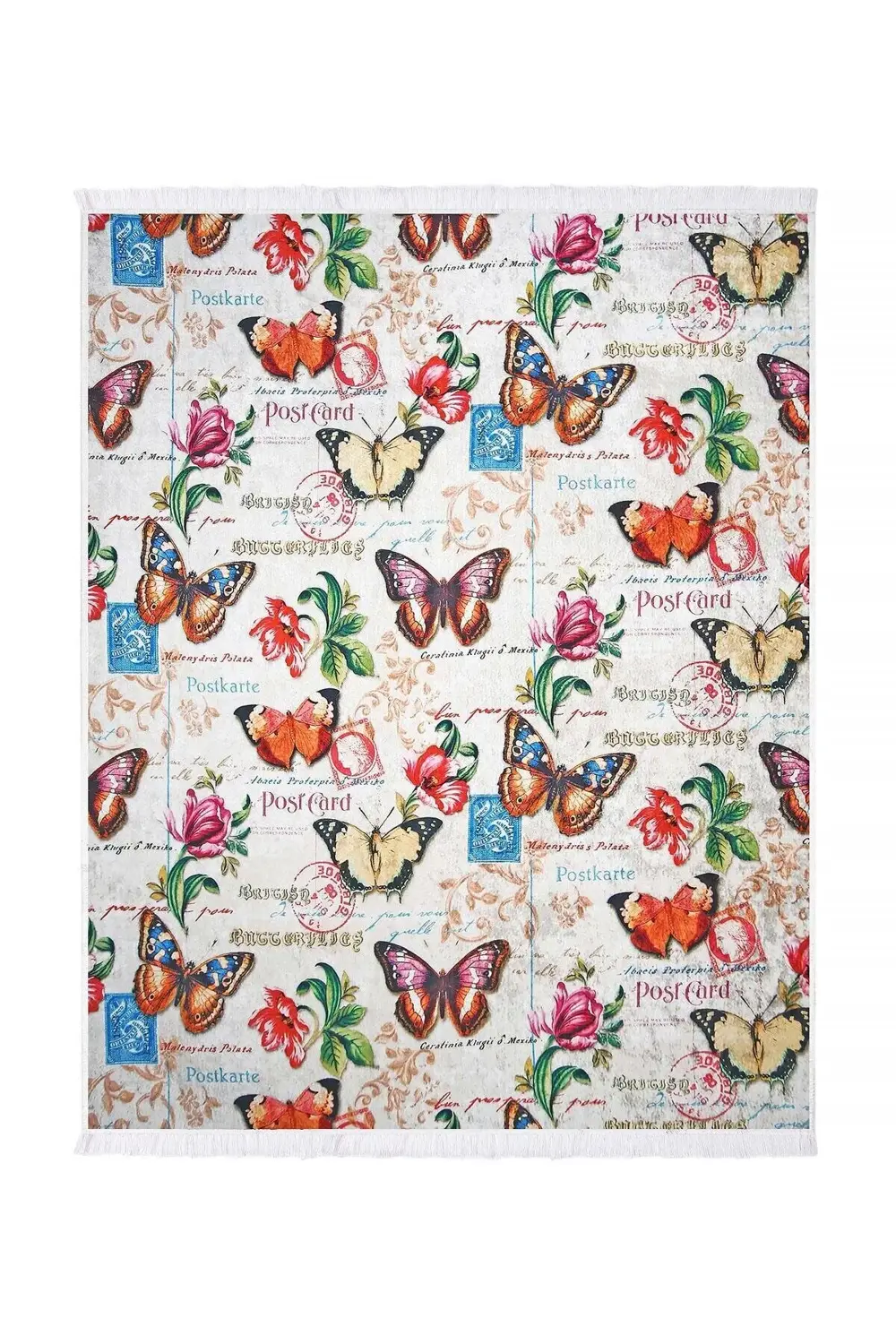 Kaymaz Taban Dijital Halı Kelebek Desen Salon Banyo Çocuk Koridor