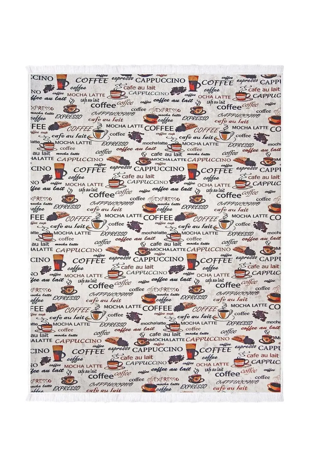 Kaymaz Taban Dijital Halı Yıkanabilir Koridor Mutfak Halısı Krem