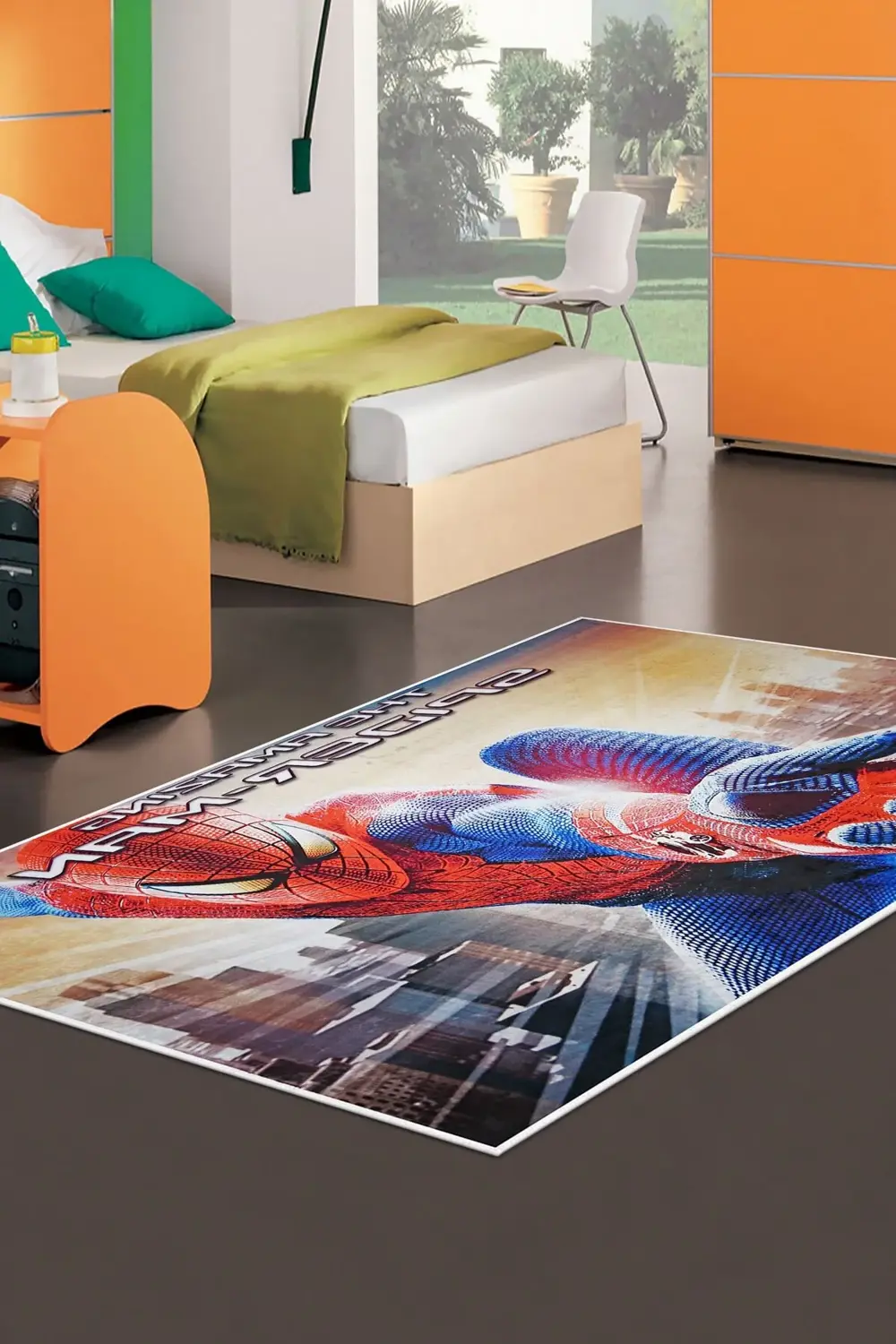 Kaymaz Taban Dijital Halı Yıkanabilir Örümcek Adam Erkek Çocuk Od