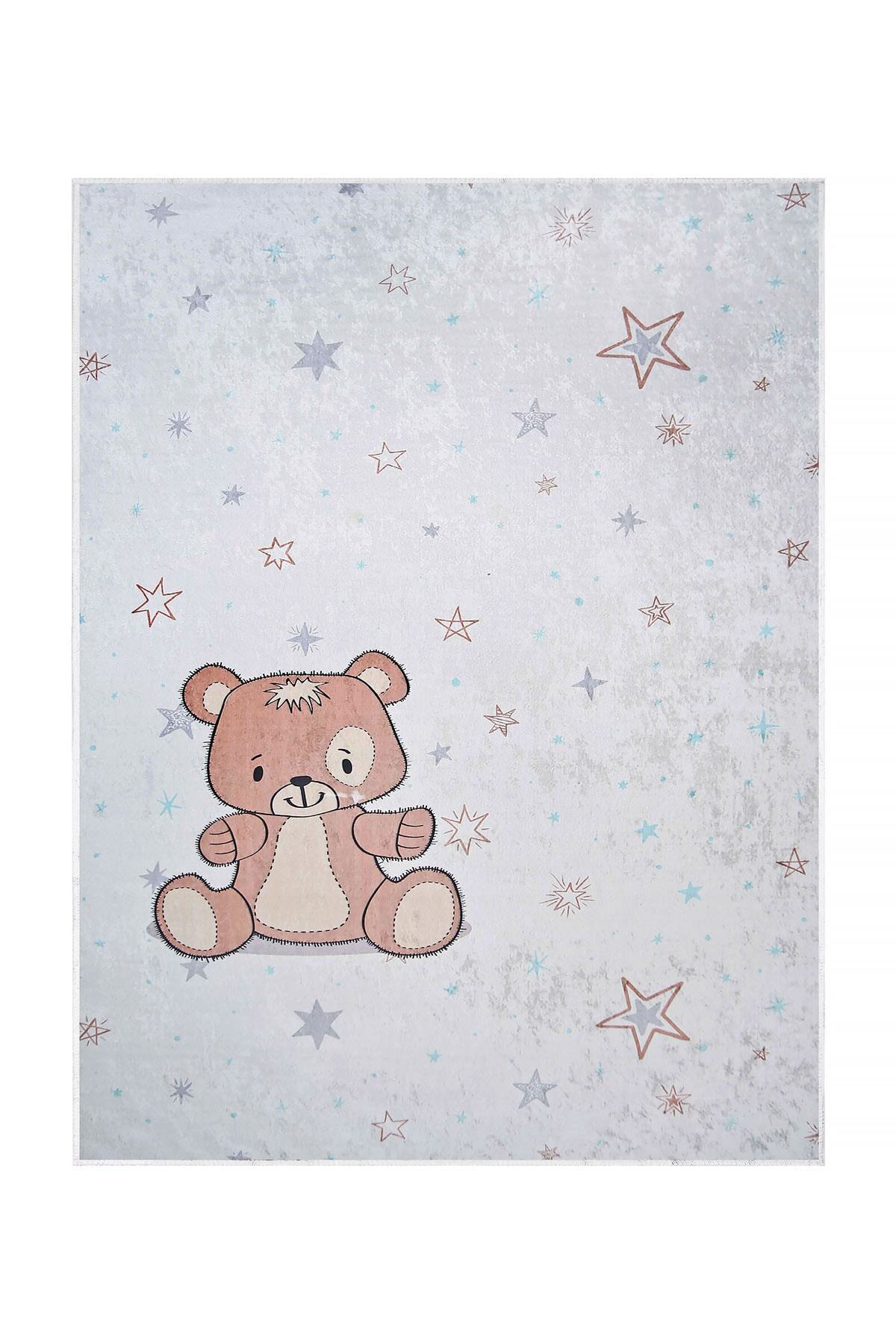 Kaymaz Taban Dijital Halı Yıkanabilir Erkek Çocuk Odası Halısı Ay