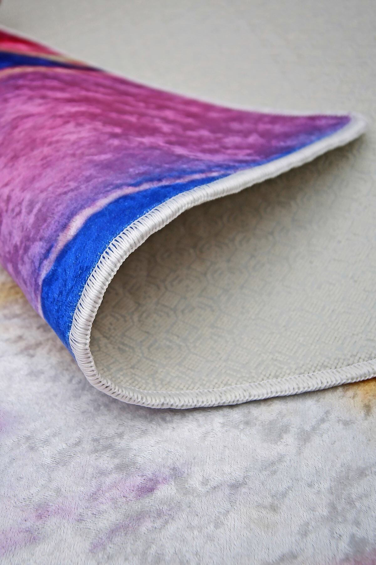 Kaymaz Taban Dijital Halı Yıkanabilir Pembe Kız Çocuk Odası Halıs