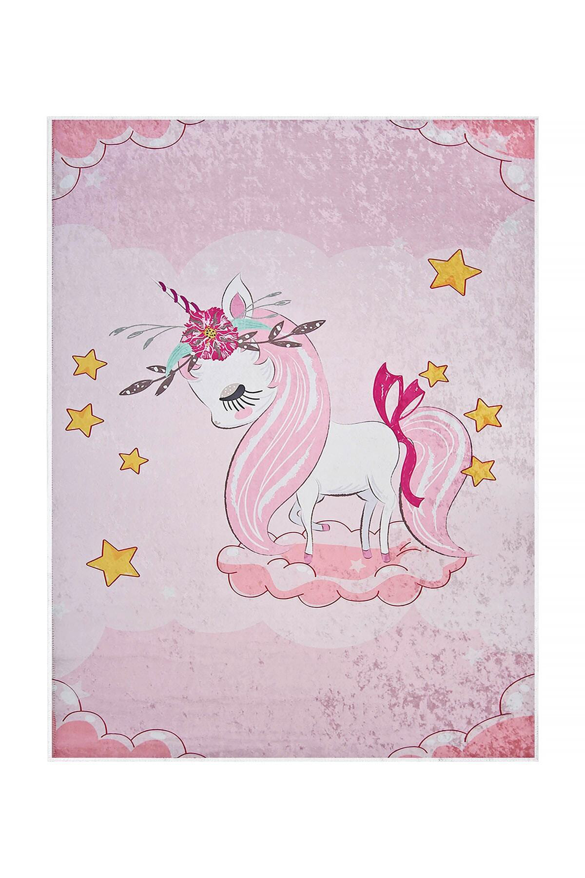 Kaymaz Taban Dijital Halı Yıkanabilir Erkek Çocuk Odası Halısı Ay