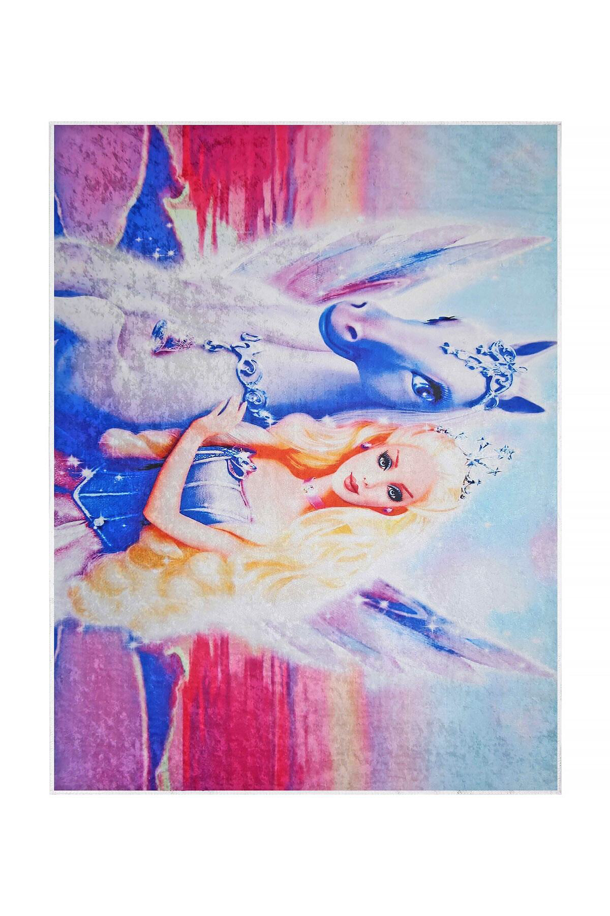 Kaymaz Taban Dijital Halı Yıkanabilir Pembe Kız Çocuk Odası Halıs