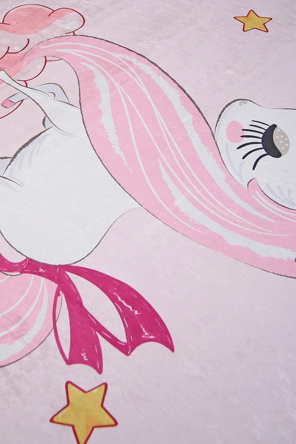 Kaymaz Taban Dijital Halı Yıkanabilir Erkek Çocuk Odası Halısı Ay