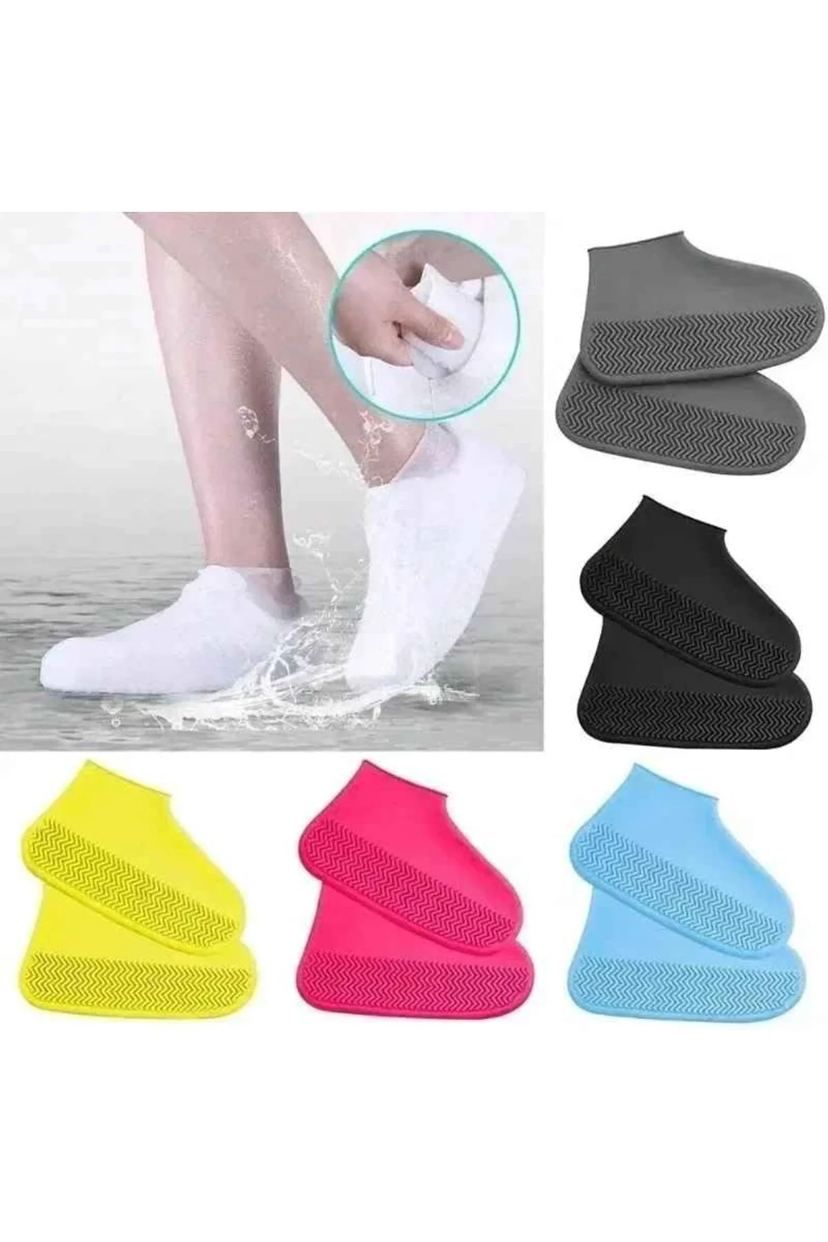 Kaymaz Tabanlı Silikon Ayakkabı Yağmur Koruyucu Kılıf, Su Geçirme
