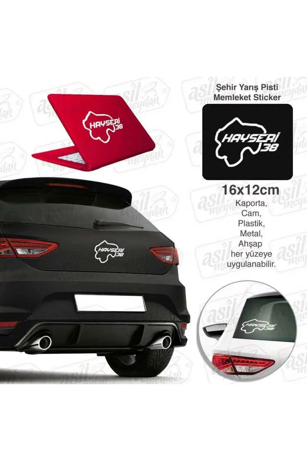 Kayseri Ili 38 Plaka Kodu Memleket Beyaz Yarış Pisti Sticker - Ot