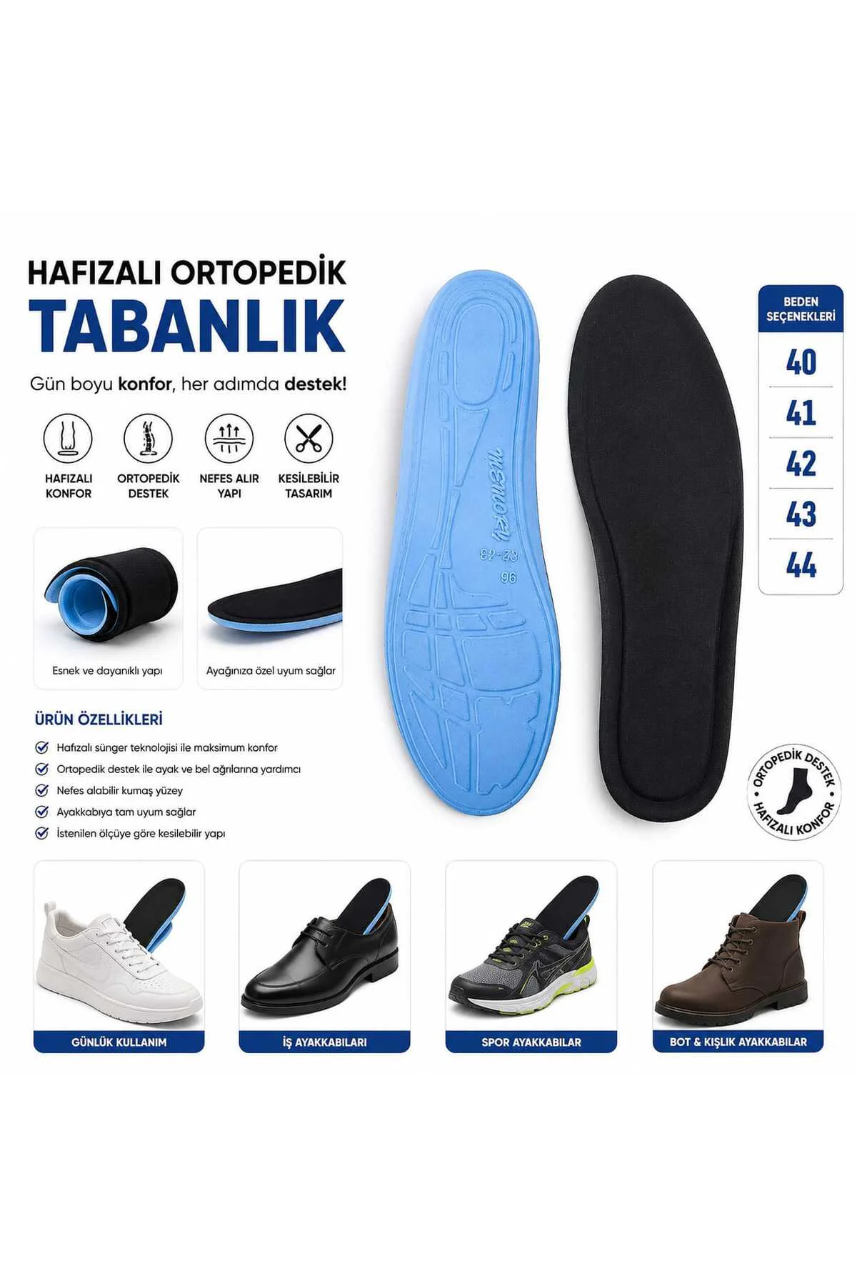 KB-TBN Kuback Full Ortopedik Hafızalı Tabanlık Siyah KB-TBN Kuback Full Ortopedik Hafızalı Tabanlık Siyah