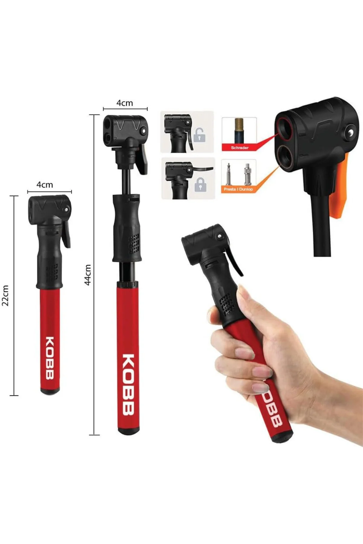 KB2203 87 PSI Bisiklet Lastik Şişirme Taşınabilir Mini El Pompası ve Bisiklet Montaj