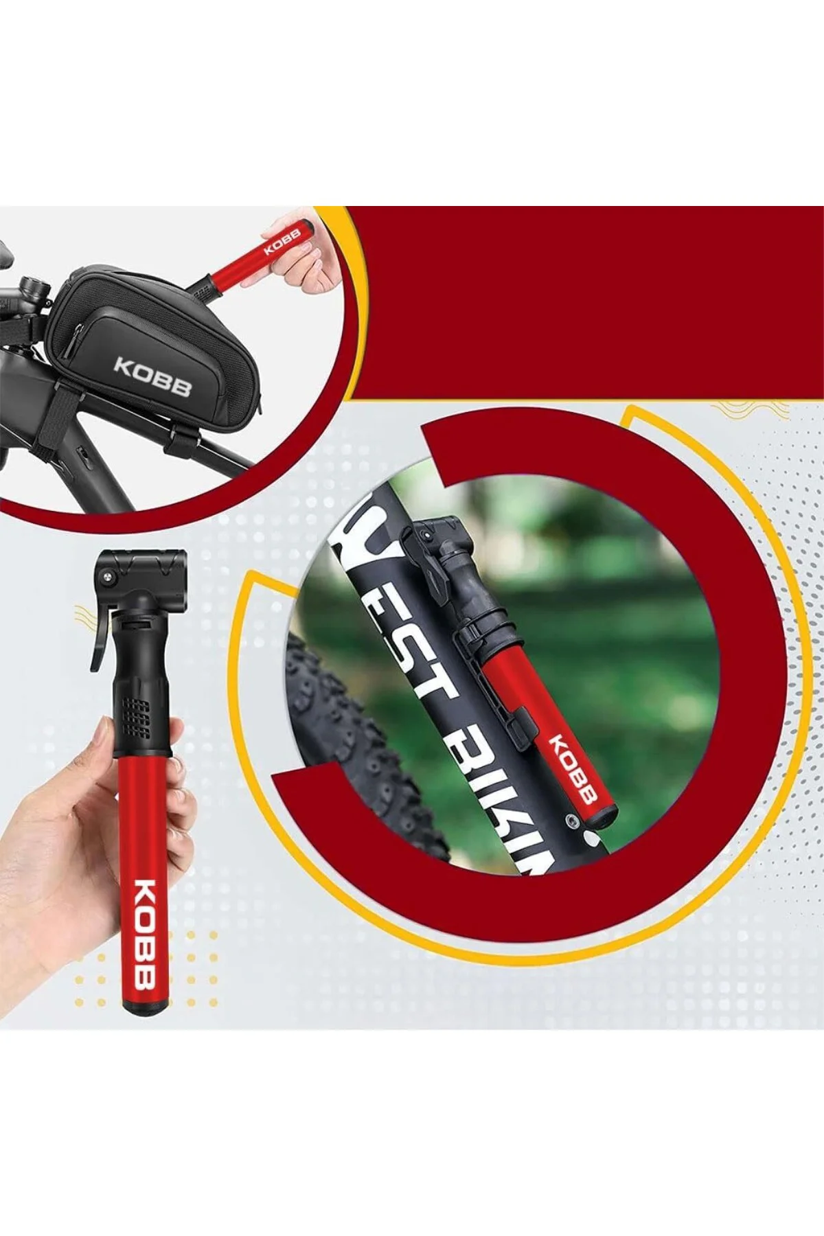 KB2203 87 PSI Bisiklet Lastik Şişirme Taşınabilir Mini El Pompası ve Bisiklet Montaj