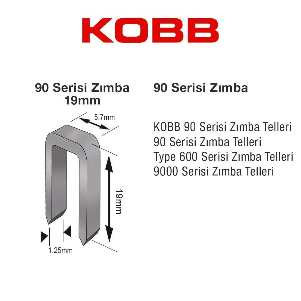 KBZ9019 19 mm 2500 Adet U Zımba Teli