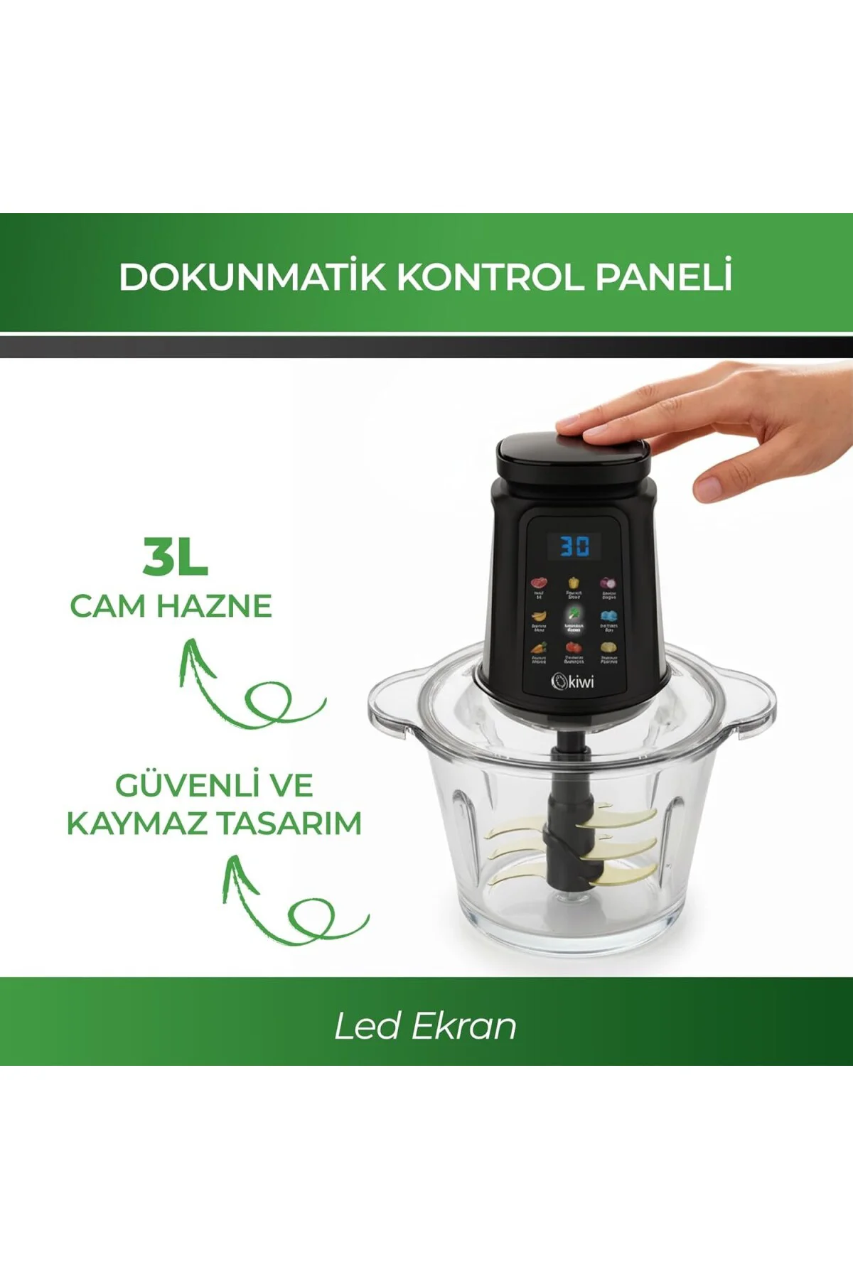 KC-8250 Gıda Doğrayıcı & Öğütücü – 500W Güçlü Motor, Titanyum Bıç