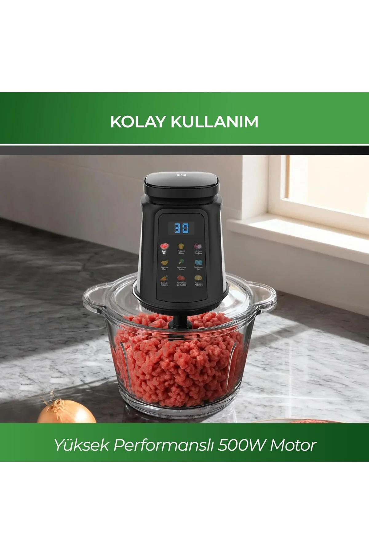 KC-8250 Gıda Doğrayıcı & Öğütücü – 500W Güçlü Motor, Titanyum Bıç